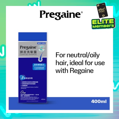 PREGAINE Clear Gel Thinning Hair Care Shampoo Silicon Free (For Normal or Oily Hair + Ideal For Use With Regaine) 400m