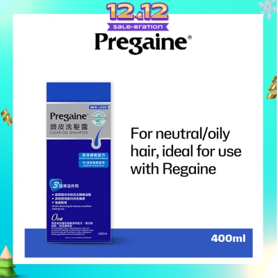 PREGAINE Clear Gel Thinning Hair Care Shampoo Silicon Free (For Normal or Oily Hair + Ideal For Use With Regaine) 400m