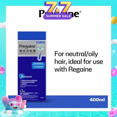 PREGAINE - Clear Gel Thinning Hair Care Shampoo Silicon Free (For Normal or Oily Hair + Ideal For Use With Regaine) 400ml