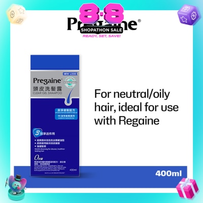 PREGAINE - Clear Gel Thinning Hair Care Shampoo Silicon Free (For Normal or Oily Hair + Ideal For Use With Regaine) 400ml