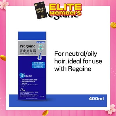 PREGAINE [CNY] Clear Gel Thinning Hair Care Shampoo Silicon Free (For Normal or Oily Hair + Ideal For Use With Regaine) 400ml