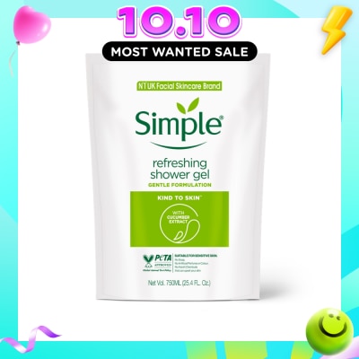SIMPLE Kind To Skin Refreshing Shower Gel 750ml Refill 750ml image