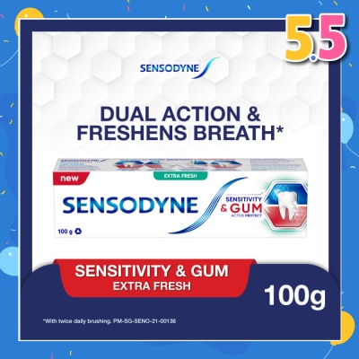 SENSODYNE Sensitive Teeth Oral Care Toothpaste Sensitivity and Gum Extra Fresh (Dental Sensitivity Relief) 100g