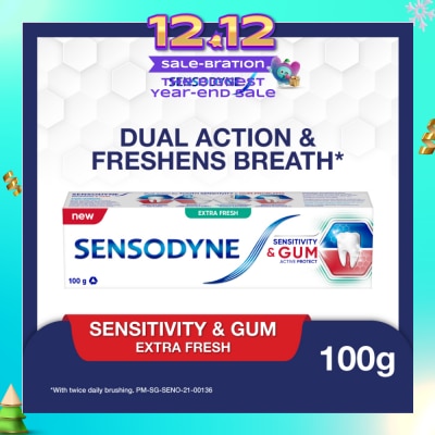 SENSODYNE Sensitive Teeth Oral Care Toothpaste Sensitivity and Gum Extra Fresh (Dental Sensitivity Relief) 100g