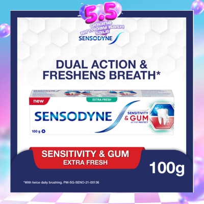 SENSODYNE - Sensitive Teeth Oral Care Toothpaste Sensitivity and Gum Extra Fresh (Dental Sensitivity Relief) 100g