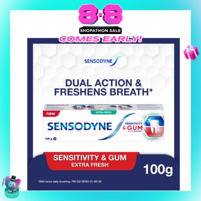 SENSODYNE - Sensitive Teeth Oral Care Toothpaste Sensitivity and Gum Extra Fresh (Dental Sensitivity Relief) 100g