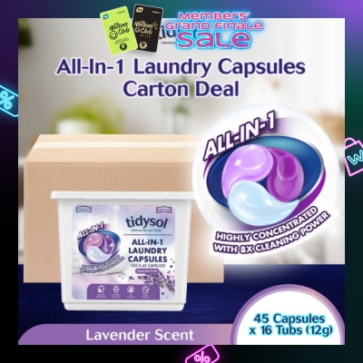 TIDYSOL All-In-1 Laundry Capsule Lavender (Per Carton) 12g x 45s x 16 Tubs