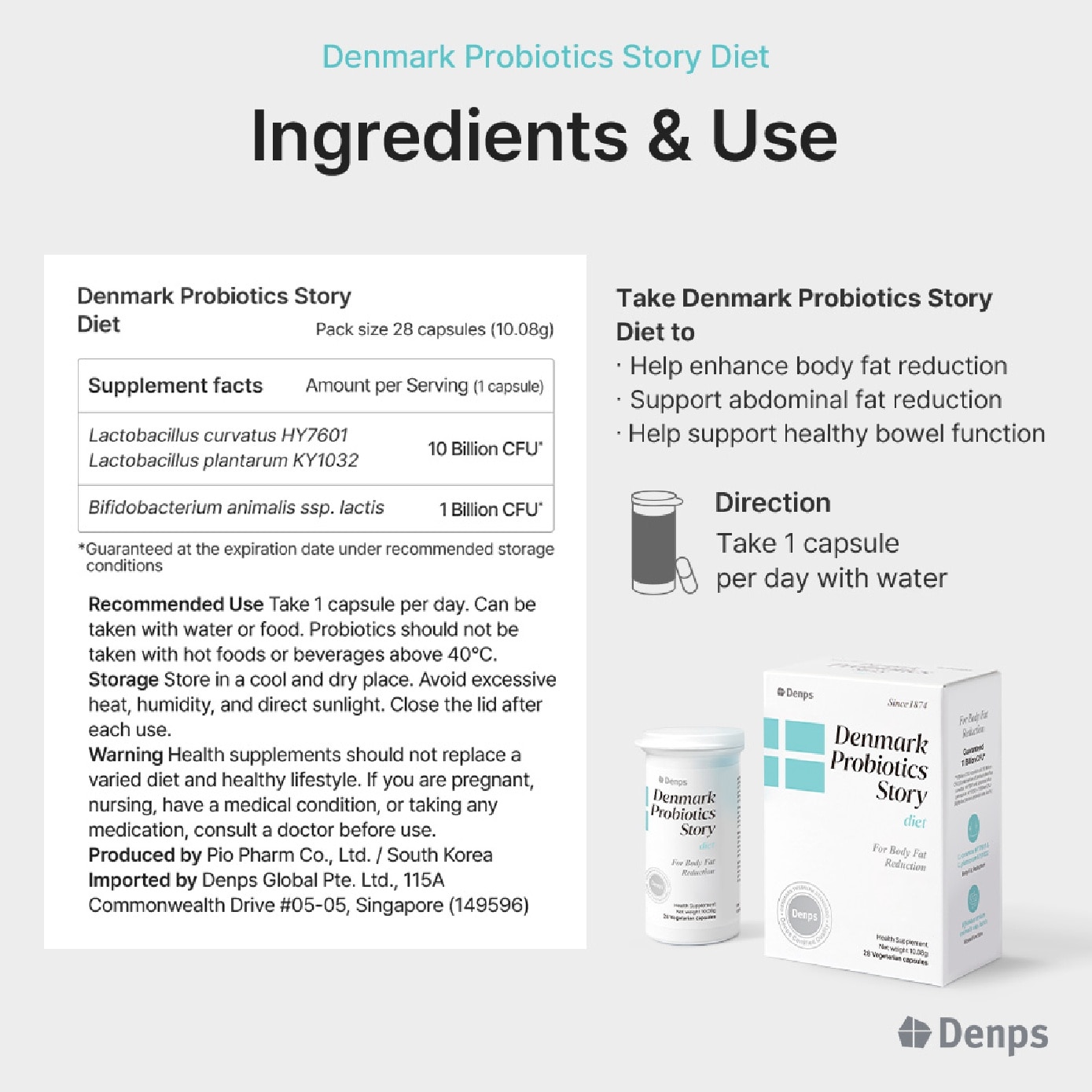 Denmark Probiotics Story Diet For Body Fat Reduction Vegetarian Capsule 28s (Expiry: Aug`2026)