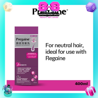 PREGAINE - Frequent Use Thinning Hair Care Shampoo Silicone Free (For Normal or Oily Hair + Ideal For Use With Regaine) 400ml