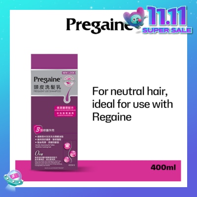 PREGAINE Frequent Use Thinning Hair Care Shampoo Silicone Free (For Normal or Oily Hair + Ideal For Use With Regaine) 400ml