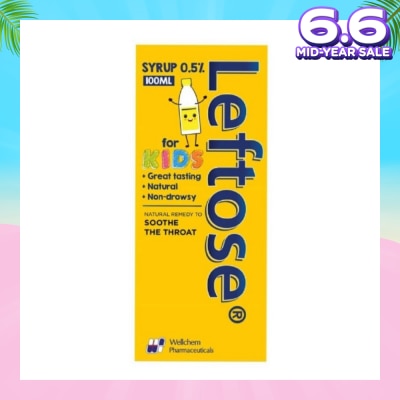 LEFTOSE Syrup 2-In-1 Remedy Dissolves Phlegm & Soothes Sore Throats 100ml