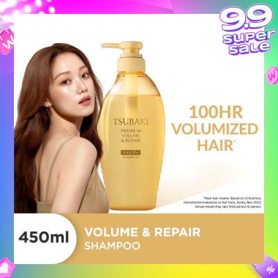 TSUBAKI Premium Volume & Repair Shampoo (Instant Volume Boost In 1 Use, To Improve Flat & Lifeless Hair) 450ml