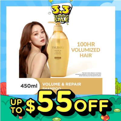 TSUBAKI Premium Volume & Repair Shampoo (Instant Volume Boost In 1 Use, To Improve Flat & Lifeless Hair) 450ml