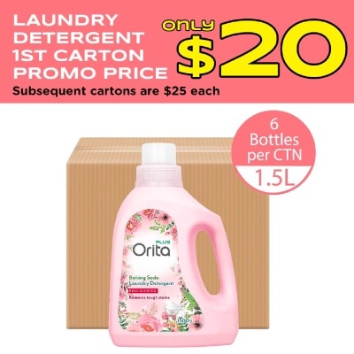 ORITA - Baking Soda Laundry Detergent Rose Scented 1500g x 6s (Carton) (Expiry: Dec`2026)