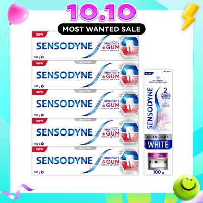 SENSODYNE Dental Sensitivity Relief Toothpaste + Clinical White Toothpaste Bundle Set 1s image