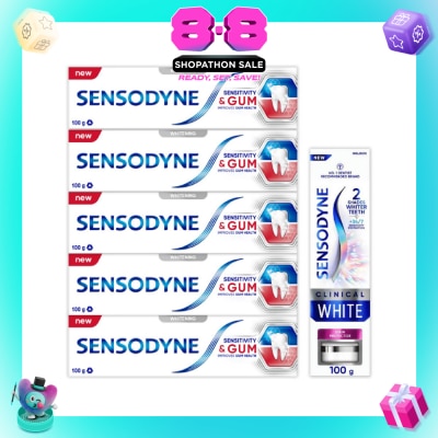 SENSODYNE - Dental Sensitivity Relief Toothpaste + Clinical White Toothpaste Bundle Set 1s