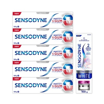 SENSODYNE Dental Sensitivity Relief Toothpaste + Clinical White Toothpaste Bundle Set 1s