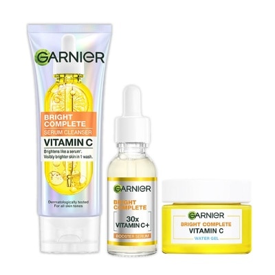 GARNIER Bright Complete Vitamin C Water Gel & Cleanser + Serum Bundle Set 1s