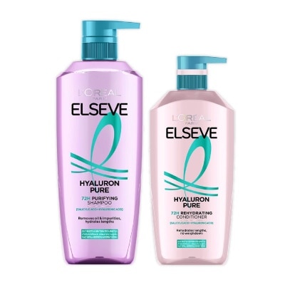 L'OREAL PARIS ELSEVE Hyaluron Pure 72h Purifying Shampoo + Conditioner Bundle Set 1s