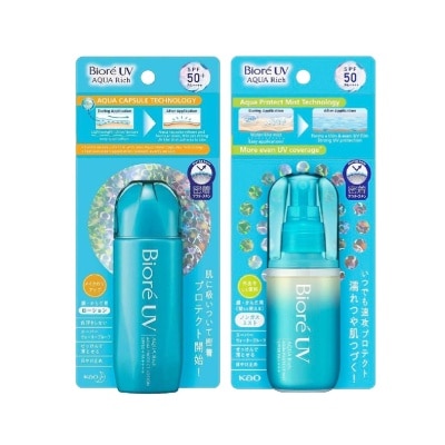 BIORE UV Aqua Rich Protect Sunscreen Lotion + Protect Mist Sunscreen Bundle Set 1s