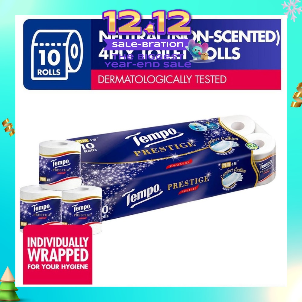 Prestige Neutral 4-Ply Non-Scented Toilet Roll 10s