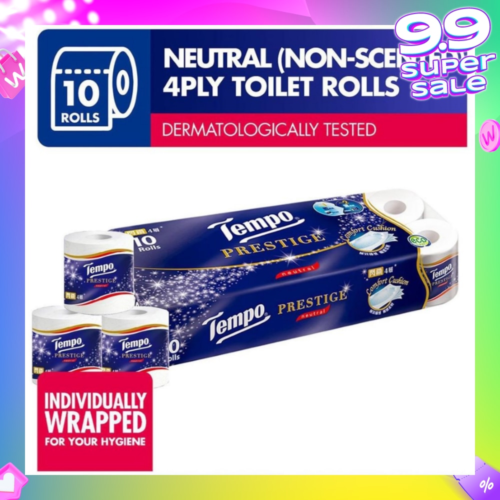 Prestige Neutral 4-Ply Non-Scented Toilet Roll 10s