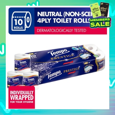 TEMPO Prestige Neutral 4-Ply Non-Scented Toilet Roll 10s