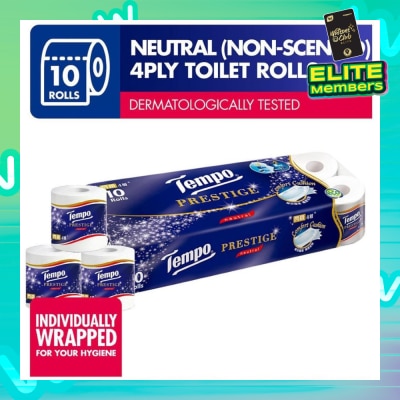 TEMPO Prestige Neutral 4-Ply Non-Scented Toilet Roll 10s