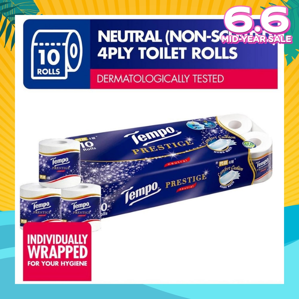 Prestige Neutral 4-Ply Non-Scented Toilet Roll 10s