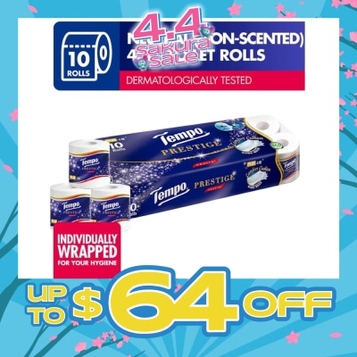 TEMPO - Prestige Neutral 4-Ply Non-Scented Toilet Roll 10s