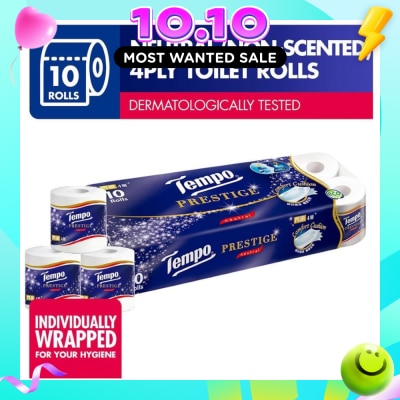 TEMPO Prestige Neutral 4 Ply Non Scented Toilet Roll 10s image