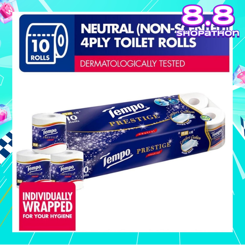 Prestige Neutral 4-Ply Non-Scented Toilet Roll 10s