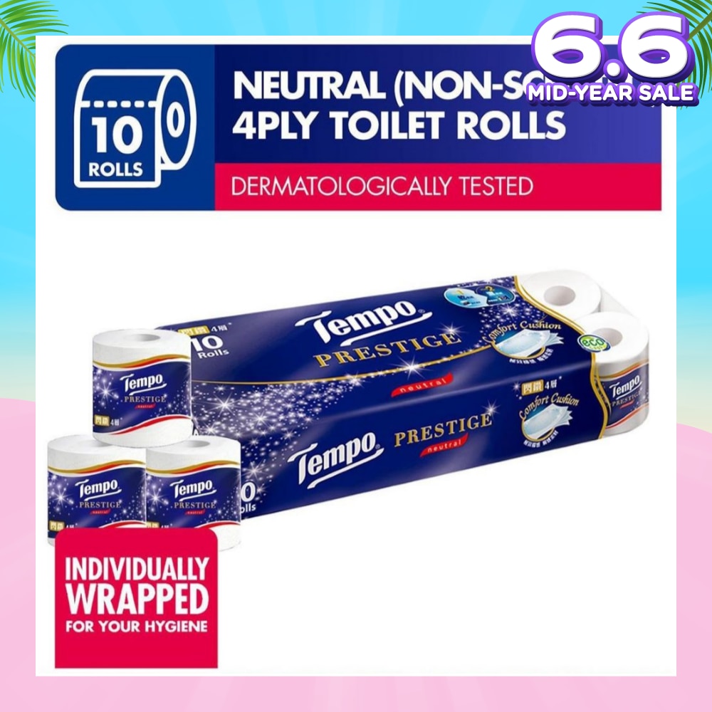 Prestige Neutral 4-Ply Non-Scented Toilet Roll 10s