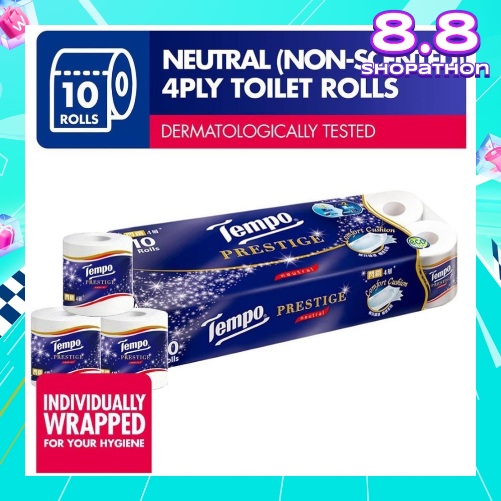Prestige Neutral 4-Ply Non-Scented Toilet Roll 10s
