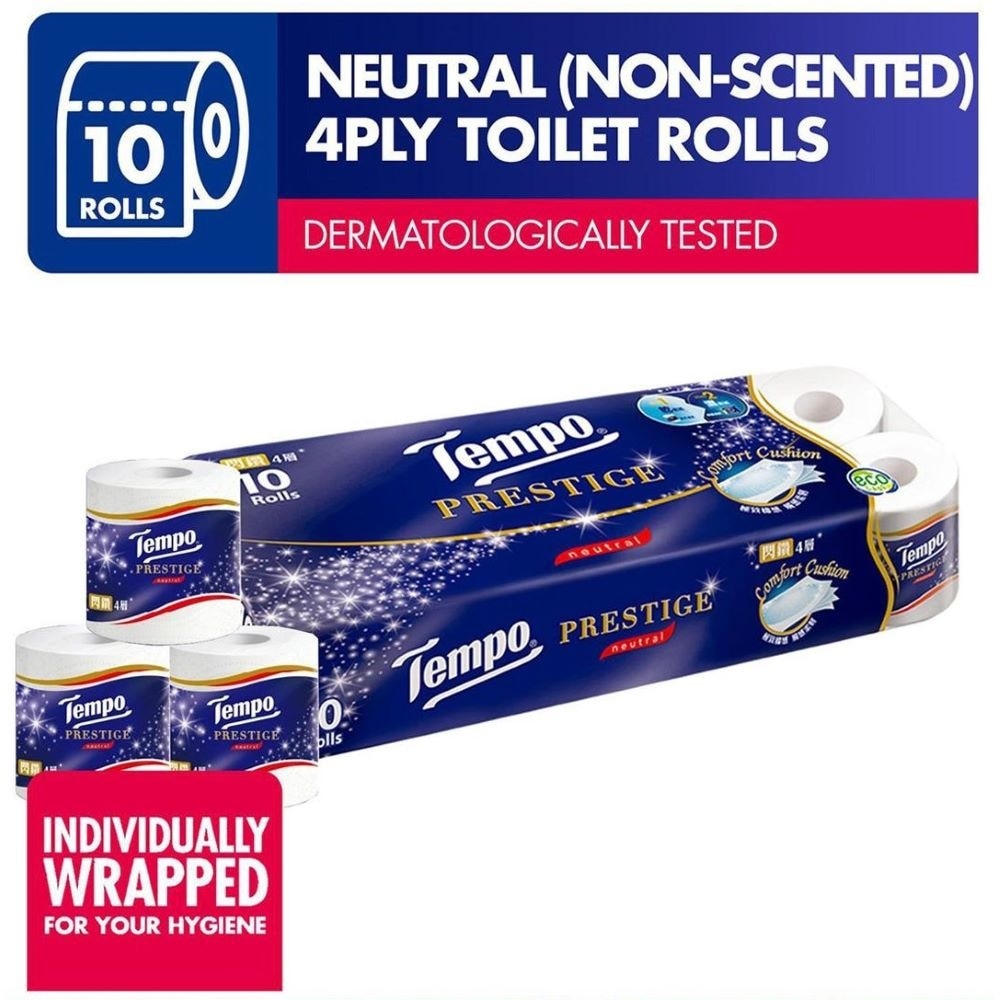 Prestige Neutral 4-Ply Non-Scented Toilet Roll 10s