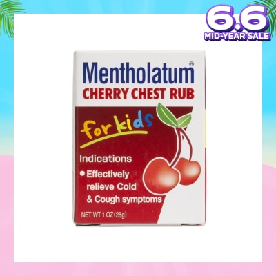 MENTHOLATUM Cherry Chest Rub For Kids (Relieves Cold & Cough Symptoms) 28g