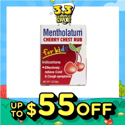 MENTHOLATUM Cherry Chest Rub For Kids (Relieves Cold & Cough Symptoms) 28g