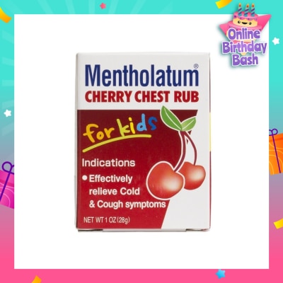 MENTHOLATUM Cherry Chest Rub For Kids (Relieves Cold & Cough Symptoms) 28g