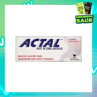 ACTAL Fast Acting Antacid Tablets (Relieves Gastric Pain, Heartburn & Upset Stomach) 20s