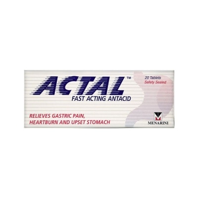 ACTAL Fast Acting Antacid Tablets (Relieves Gastric Pain, Heartburn & Upset Stomach) 20s