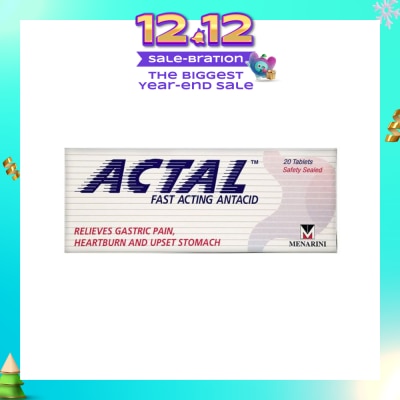 ACTAL Fast Acting Antacid Tablets (Relieves Gastric Pain, Heartburn & Upset Stomach) 20s