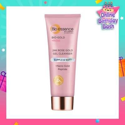 BIO ESSENCE 24K Rose Gold Gel Cleanser (For Youthful Dewy Skin +Nano Gold Peptide) 100g