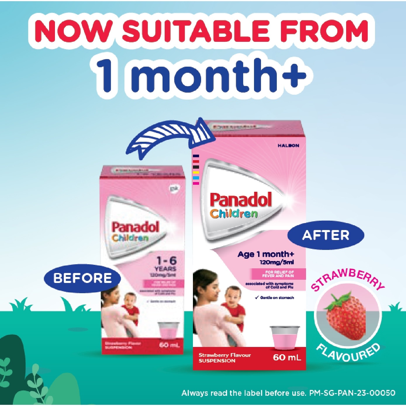 Suspension Strawberry Flavour For Children (For 1yr to 6yr old + Relieve Fever + Pain) 60ml