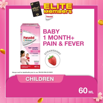 PANADOL Suspension Strawberry Flavour For Children (For 1yr to 6yr old + Relieve Fever + Pain) 60ml