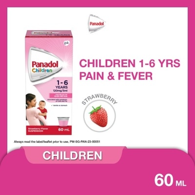 PANADOL Suspension Strawberry Flavour For Children (For 1yr to 6yr old + Relieve Fever + Pain) 60ml