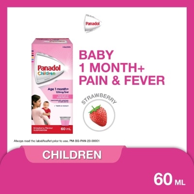 PANADOL Suspension Strawberry Flavour For Children (For 1yr to 6yr old + Relieve Fever + Pain) 60ml