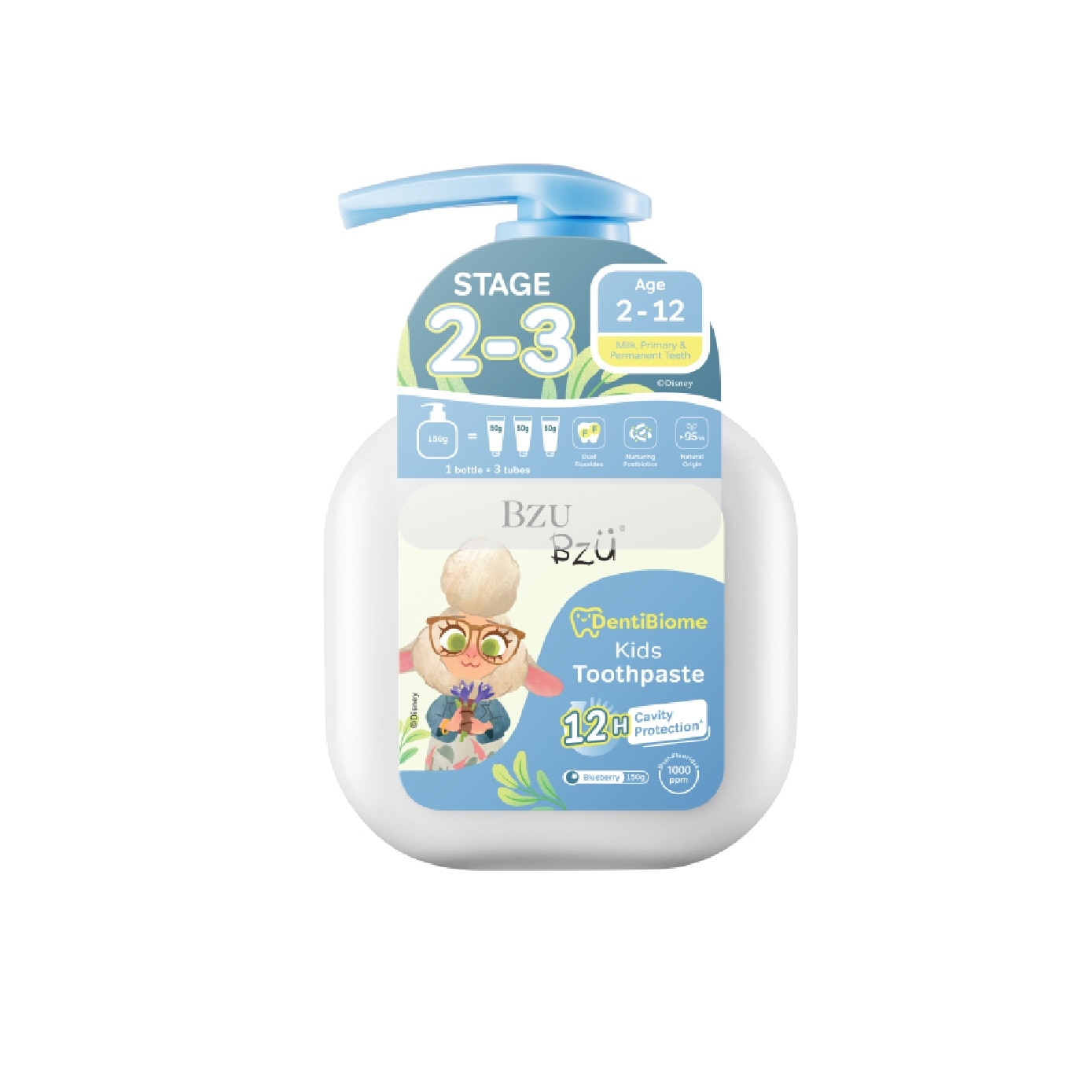 DentiBiome Zootopia Kids Bluberry Toothpaste (Stage 2-3, For Age 2-12) 150g