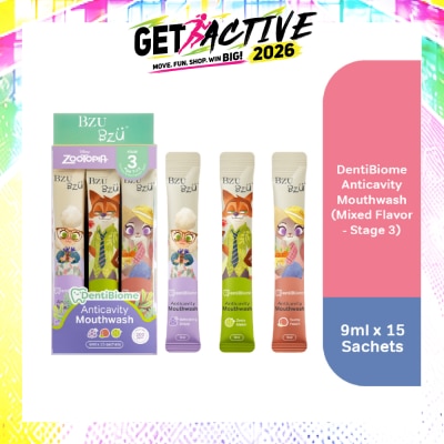 BZU BZU - DentiBiome Zootopia Anticavity Mixed Flavour Sachet Mouthwash (Stage 3, for Age 7-12) 9ml x 15s image