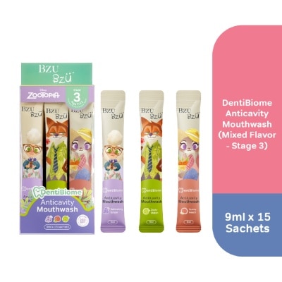 BZU BZU - DentiBiome Zootopia Anticavity Mixed Flavour Sachet Mouthwash (Stage 3, for Age 7-12) 9ml x 15s