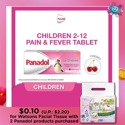PANADOL Children's Chewable Tablet (Fever + Cold & Pain Symptoms Relief) Cherry Flavour 24s